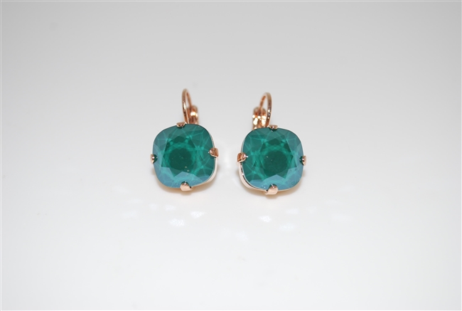 Mariana ''Bijou'' Drop Earrings with Green Swarovski Crystals with Rose  Gold Plating from the Fern Collection